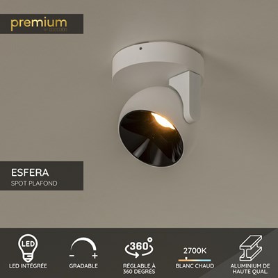 Lucide ESFERA - Spot plafond - LED Dim. - 1x11W 2700K - Blanc | Premium